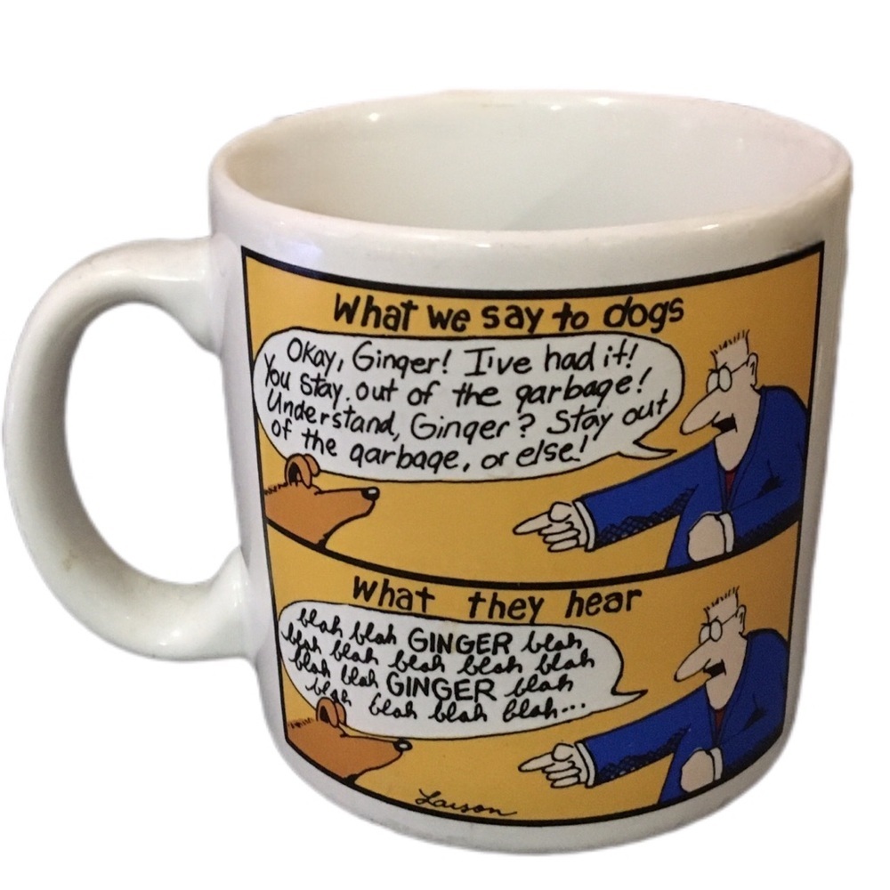 Cartoon Dog Mug with Comic Strip